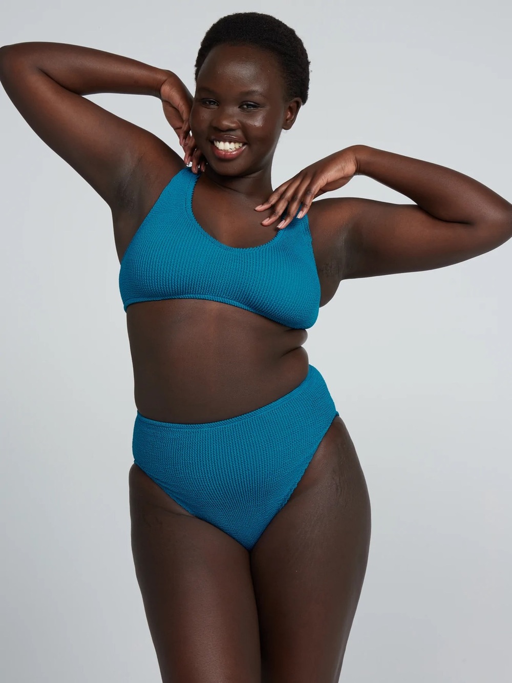 Youswim Teal Blue Ribbed High-Waist Bikini Set